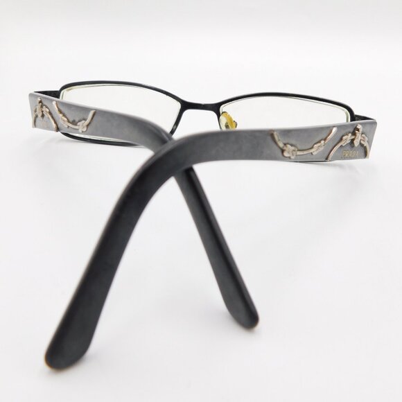 Prada Rx Eyeglasses | Black with Silver Tone Flourishes on Frames | Fair Cond - Picture 2 of 12